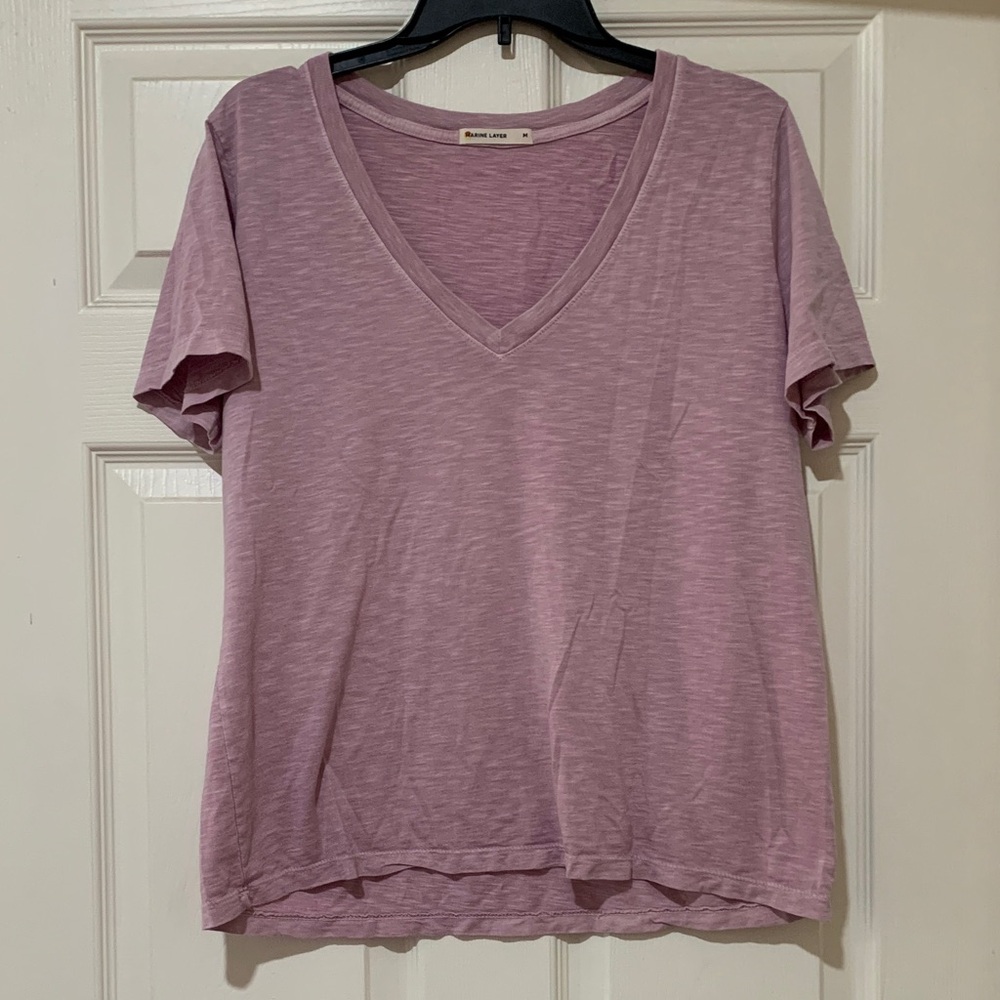 Madewell Short Sleeve V-Neck in Soft Purple